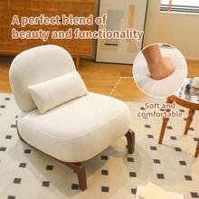 Set Of 2 Cute Accent Chair White With Wooden Legs – Comfortable For Living Room, Bedroom Or Balcony - White - View 7