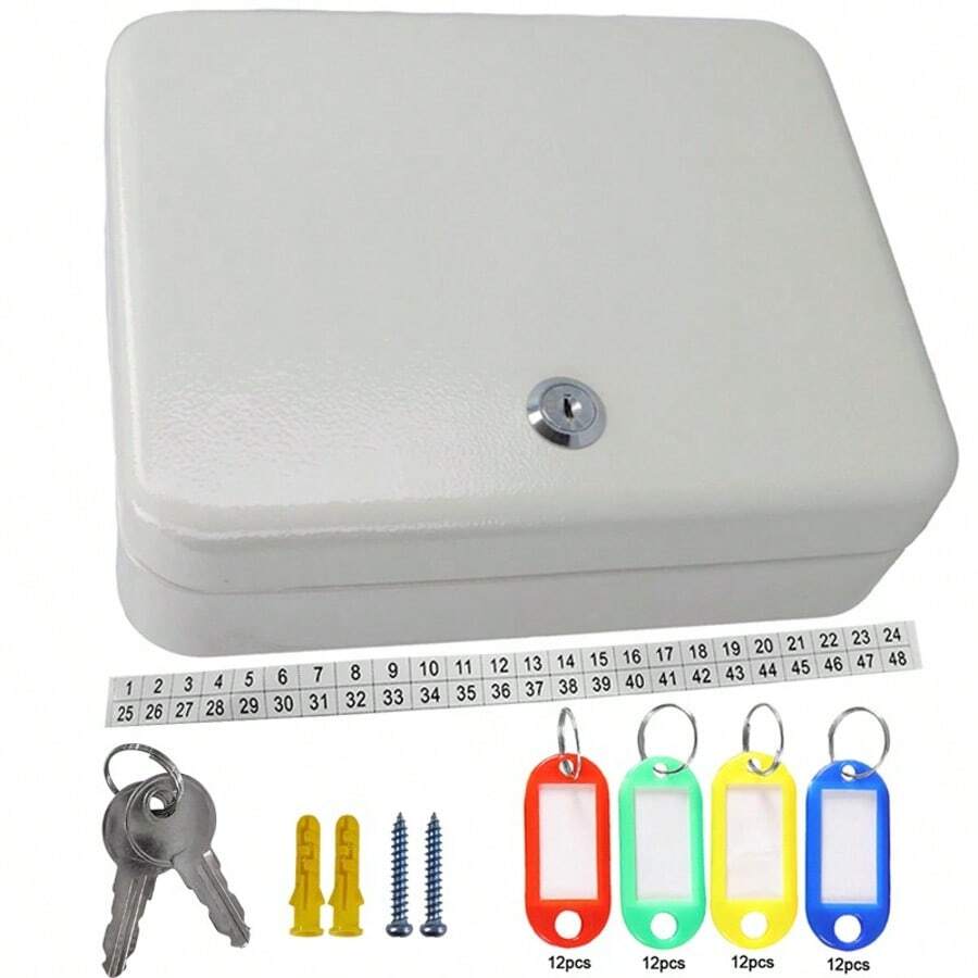 Wall-Mounted Key Storage Cabinet With Lock, Holds 48 Keys. - 20*25*7.5cm - View 1