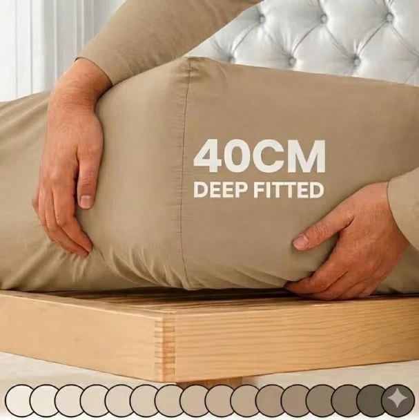H&R Extra Deep Fitted Sheet 40 Cm (16 Inch) Pocket Soft Brushed Microfiber Mattress Bed Sheet Breathable, Shrink & Fade Resistant All Around Elastic, Machine Washable Sheet For Home Bedroom - Beige - View 1
