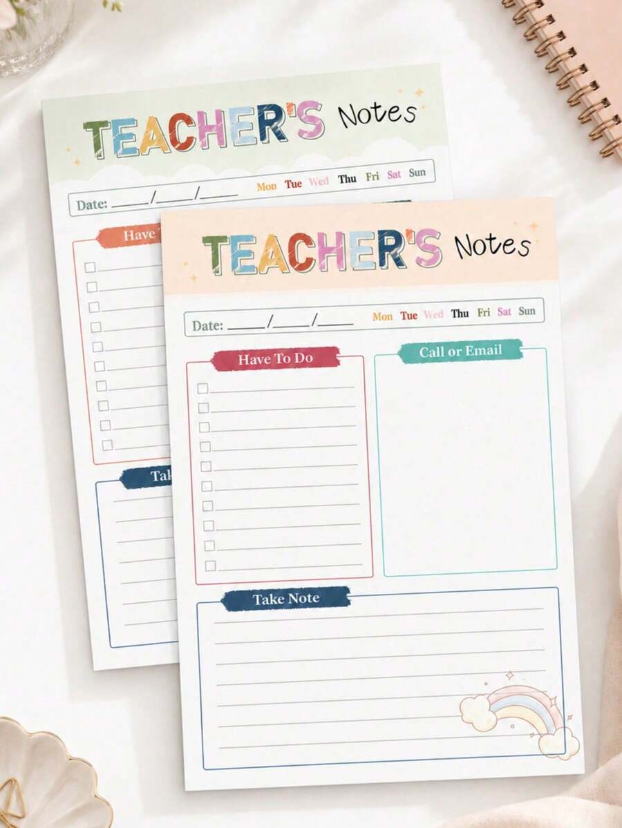50-Page Teacher Planner Notebook, Undated Daily Lesson Plan Book With ...