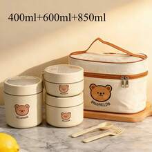 316 Stainless Steel Lunch Box, Bento Box Adult, Microwavable Lunch Containers, Portable Insulated Lunch Box, Travel Food Containers, Round Meal Prep Containers, Insulated Bowl With Lid, Bento Box With Bag, Leakproof, With Handle And Utensils - Multicolor - View 18