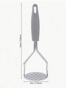 Alat Penghancur Kentang Stainless Steel | Peralatan Dapur dengan Pegangan Anti Selip, Alat Penghancur untuk Kentang Tumbuk, Sayuran, Buah-buahan dan Makanan Bayi, Tahan Lama (Hitam, Isi 1) - MultiWarna - View 12