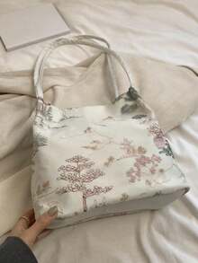 Nicekee Landscape Embroidered Shoulder Bag, Paired With Dynamic Tassel Hanging Accessories, Gentle And Elegant, Suitable For Shopping, Daily Commuting - Multicolor - View 11