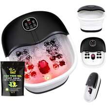 Masajeador de pies plegable con burbujas de calor y masaje de vibración y chorros, baño de pies de aceite de árbol de té de 16 oz con sales de Epsom, lavabo para baño de pies con - Multicolor - Ver 2