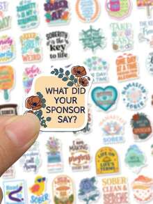 50pcs Sobriety Motivational Graffiti Stickers, Recovery Affirmation Quotes Aesthetic Stickers For Laptop, Journal, Notebook, Guitar, Skateboard, DIY Gift - Multicolor - View 7