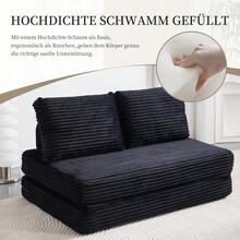 Double Sofa Bed Velvet Black Frame - 140 X 100 Cm - 黑色 - 查看 7