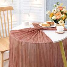 1pc Cheesecloth Table Runner, Semi-Transparent Gauze Tablecloth, Bohemian Or Rustic Style Wedding Table Decor, Suitable For Wedding Decoration, Arch Drapery, Bridal Shower, Holiday Party Decor - Multicolor - View 14