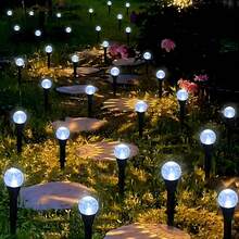 Cozy Cottagecore Textured Bubbled Glass Solar Pathway Stake Lights Waterproof Warm Glow Outdoor Garden Patio Lawn Decoration - Black - View 18