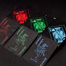 1pc Minimalist Black Playing Cards With Colorful Neon Pattern, Durable Card Game Set For Party Guests And Family, Suitable For Night Camping, Cruise Travel, Outdoor Games, Tabletop Game For Couples - Multicolor - View 2