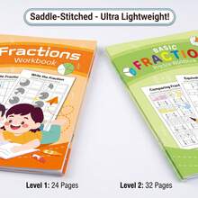 Basic Fractions Workbooks For Kids (2 Levels:24+32 Pages) - Visual Fraction Coloring & Matching,Equivalent & Comparing Fractions,Number Lines Worksheets,Elementary Math Activities,Back To School Supplies,Homeschool Teaching Aids,Grades 2-5,Classrooms - Multicolor - View 7