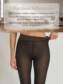 1pc 4-Color Maillard High Waist Sheer Tights, Elastic Tummy Control & Butt Lift, Versatile Full Foot Pantyhose For Commute And Date, Women's Base Layer - Multicolor - View 2