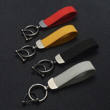 1件個性化PU皮革商務風鑰匙圈，客製化雷雕姓名極簡鑰匙環，防丟鑰匙掛件，父親節與情人節理想禮物 - 彩色 - 查看 3