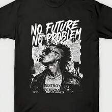 Men's Versatile Black Crew Neck T-Shirt Featuring Punk-Style Artwork, Available In Sizes From S To XXXL - 黑色 - 查看 7