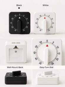 1Pc 60-Minute Mechanical Kitchen Timer, Battery-Free Wind-Up Countdown Timer With Ticking Sound & Ring Alarm, ABS Cooking Timer For Baking, Boiling, Stewing, Study, Classroom, Office, Home Kitchen - Multicolor - View 5