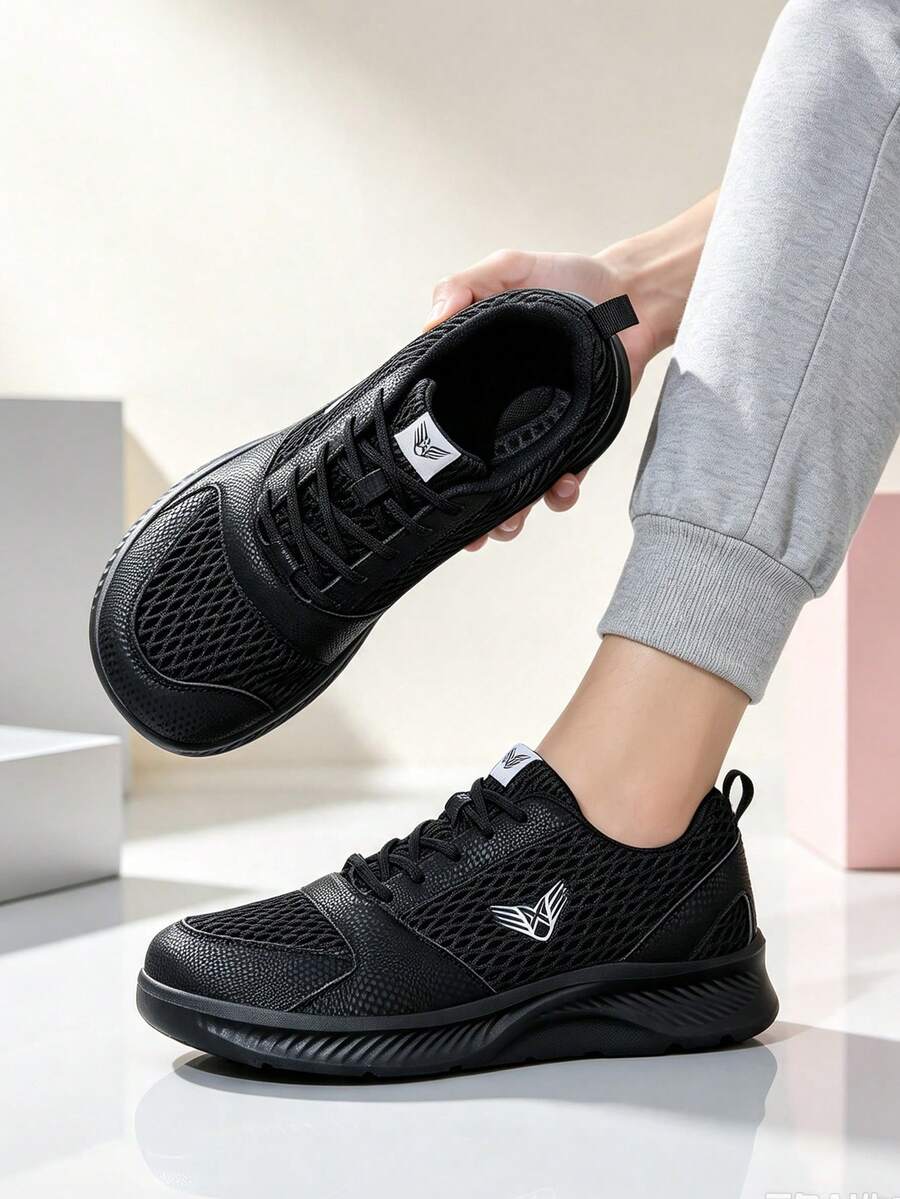 Unisex Breathable Mesh Running Shoes, Lightweight Comfortable Lace-Up Casual Sports Sneakers