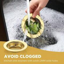 1 Set Gold/Black/Silver Kitchen Sink Drain Filter Strainer Set, Plated Sink Filter Basket With Push-Down Drain Plug, Anti-Clogging Sink Drain Cover, Suitable For Kitchen Sink, Random Color And Style - Multicolor - View 6