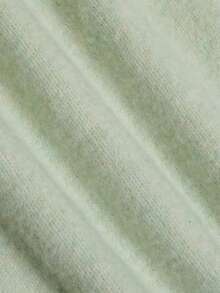 Nicenter Women's Autumn/Winter Casual Minimalist Mint Green Wool Blend Crew Neck Ruffle Trim Long Sleeve Ribbed Knit Sweater, Elegant For Office, Daily Wear, Home And Dating - Mint Green - View 4
