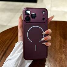 Casing Ponsel Magnetik dengan Desain Jendela Besar, Kompatibel dengan iPhone 18 Pro 18 Pro Max, Dilengkapi Pelindung Lensa, Bingkai Lensa Persegi Panjang, Casing Keras Berlapis Elektroplating, Kompatibel dengan iPhone 17 Pro Max 16 Pro Max 15 14 13 12 11 - Merah ceri - View 4