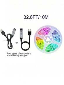 1m/5m/10m/15m/30m LED Smart Light Strip, 5050 RGB, Self-Adhesive Flexible Tape Light, For TV Backlight, Gaming Room, Christmas, Valentine's Day Decoration - RGB Multi-color Three-button Controller - View 10