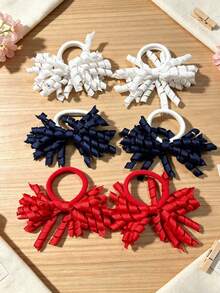 6pcs Halloween Curly Ribbon Bow Hair Ties, Solid Color Decorative Hair Accessories For Girls, Flower Girls, Daily Wear And Party - Multicolor - View 9