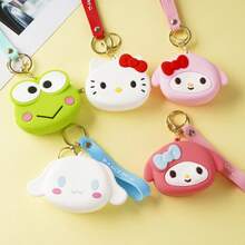 1pc Sanrio‑Themed Cartoon Character Silicone Mini Wallet Keychain, Portable Earphone Storage Pouch, Bag Decorative Charm, Gift Accessory - Coin Purse - View 2