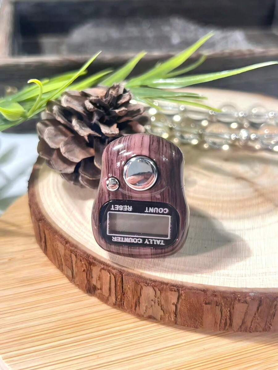 Wood Grain Finger Ring Electronic Counter, Resettable Finger Tally Counter For Prayer, Meditation And Recitation - Multicolor - View 1