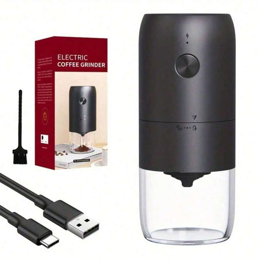 SOKANY Professional Electric Coffee Grinder, Low Noise Motor, Type-C Fast Charging (1800mAh Lithium Battery), One-Touch Pulse Grinding, Transparent Bean Hopper, Suitable For Pour-Over/Espresso, Essential For Coffee Making