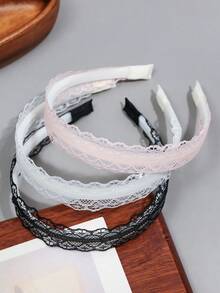 3件組女款精緻刺繡蕾絲髮箍，多色花卉設計時尚髮箍 - 彩色 - 查看 2