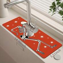 1pc Halloween Skull Pattern Sink Faucet Absorbent Mat, Drainage Mat, Suitable For Kitchen, Bathroom Sink, Countertop, Drainage Mat, Diatomaceous Earth Material, Trimmable, Quick-Dry Mat - Multicolor - View 11
