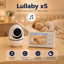 Monitor Bayi dengan Layar LCD 3,2 inci, Kamera PTZ yang Dapat Diputar, Mode VOX, Tidak Membutuhkan WiFi dan Aplikasi, Penglihatan Malam Inframerah, Komunikasi Dua Arah, Monitor Video Lagu Pengantar Tidur - Putih - View 8