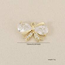 1/10Pcs Copper Bow‑Knot Cubic Zirconia Charms Pendants, For DIY Bracelet Necklace Jewelry Making, Gold & Silver Are Available For Selection - DIY Bow Charm - View 3