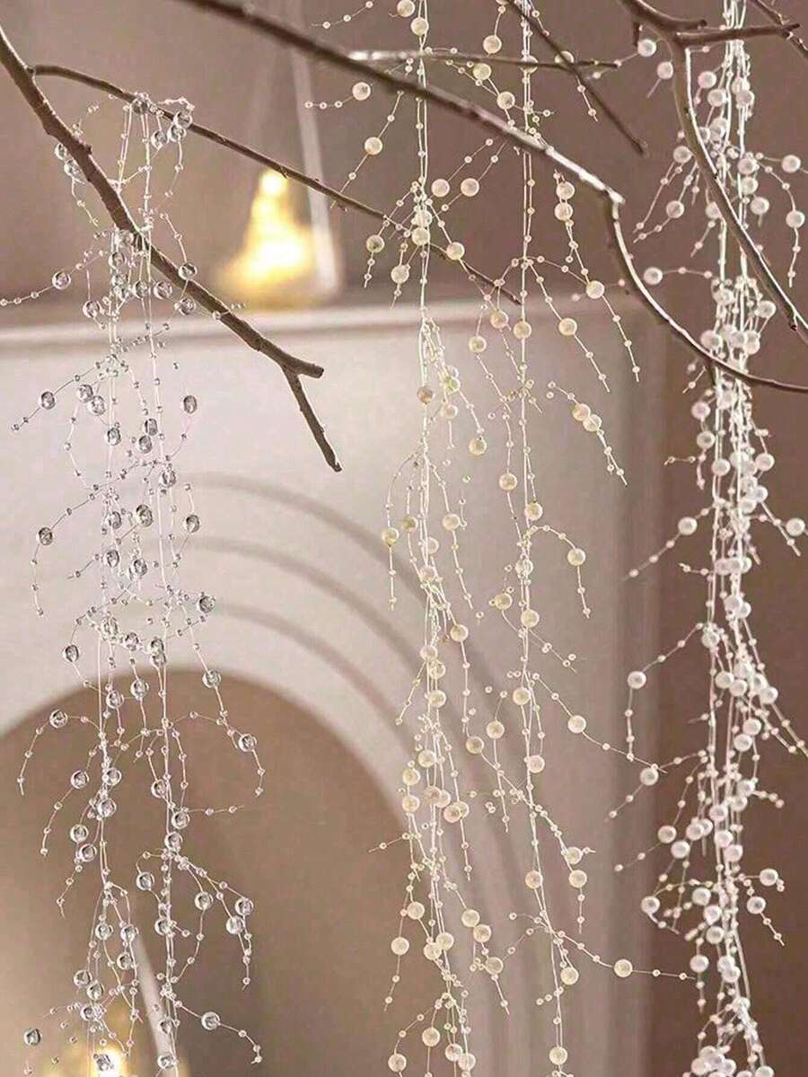 1/3/5/10/15/20/30pcs 1.3 Meters Christmas Pearl Bead Garland, Christmas Tree Decoration, Round Bead String, DIY Home, Party, Wedding Hanging Decor, Handmade Crafts - Multicolor - View 1