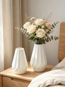 1pc Plastic Vase, Nordic White Plastic Vase, Unbreakable, Suitable For Tulip Flower Arrangement, Home Decor, Can Be Placed On Table, Bookshelf, Fireplace Mantel, Entryway, Dining Table Center, Decorative Room, Glass Vase - Multicolor - View 3