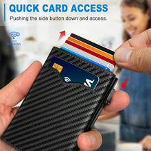 Pop Up Wallet For Men, RFID Blocking Credit Card Holder With Clear ID Window Cash Pocket Slim Business Purse Gift - Multicolor - View 6
