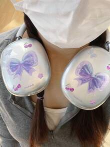 1pc Korean Style Purple Bow Apple Headphone Ear Cover Case - Clear - View 2
