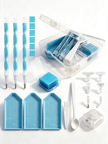 Diamond Painting Tool & Accessory Set, Includes Portable Storage Box, Ergonomic Diamond Pen, Square Wax And Sorting Tray, Multi-Color DIY Kit, Suitable For Adult Beginners, Home & School Art Craft Supplies - A - View 7