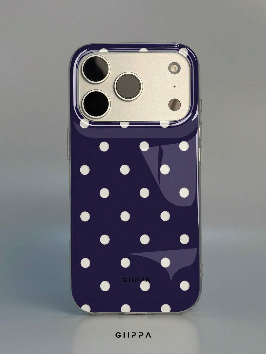 GIIPPA 1件白色底紫色鏤空波點圖案設計手機殼，適用於Phone 17 Pro Max，相容Phone 16 Pro Max、15 Pro Max、14 Pro Max，韓系高端時尚趣味手機殼，相容11/12/13/14/15/16 Pro Max Plus，優雅設計男女皆宜，聖誕節、情人節、復活節、婚禮季與生日送女友的完美禮物！ - 紫色 - 查看 1