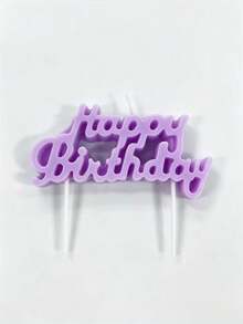 Purple Macaron Girl HBD One-Piece Happy Birthday Pattern Birthday Party Cake Decoration Photo Prop Candle - View 5