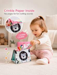 Newborn Visual Stimulation Cloth Book Calendar, Stand-Up Design, High Contrast Black White Red Patterns, Interactive Flip Pages With Crinkle Paper, Washable Fabric For Repeated Use, Lightweight And Easy To Store, Car Travel Baby Soothing Educational Toy, Halloween Newborn Gift - Multicolor - View 9