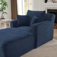 Sofa Bed Mattress - Blue + Corduroy + 1-seater - View 5