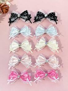 2pcs/Set Sweet Cute Heart & Bow Tie Hair Clips, Versatile Minimalist Hairpins, Suitable For Daily Commute, Festivals, Parties, Birthdays, Traveling, Photography, Any Occasion, Great Gift For Best Friends,Snap Clip,Claw Clips - Multicolor - View 20