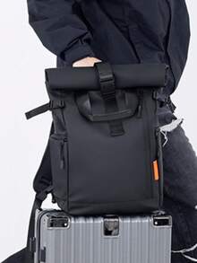 Ransel Pria Kasual Model Gulung Atas, Tas Laptop Kerja Warna Blok, Tas Sekolah Pelajar Kapasitas Besar yang Dapat Diperluas, Tas Tangan Perjalanan Multifungsi untuk Perjalanan Bisnis dan Aktivitas Luar Ruangan - MultiWarna - View 12