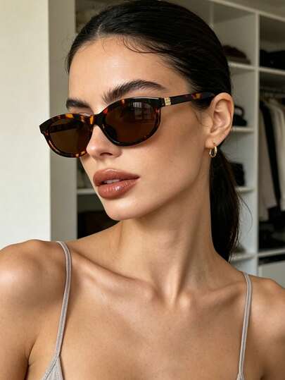 1pc Vintage Oval Multifunctional Fashion Glasses, Full Frame Personalized Women's Glasses Suitable For Travel, Vacation, Beach Accessories, Applicable For Summer Beach Vacation, Outdoor, Travel, Beach