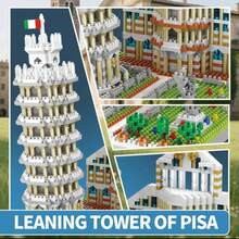 1400+Pcs Mini Leaning Tower Of Pisa Building Block Set, Taj Mahal And Neuschwanstein Castle Building Blocks, World Famous Architecture Assembly Model, High Difficulty Adult Toy Micro Particle Desktop Decor, Birthday Gift, Stress Relief Building Block Toy, Holiday Gift - Multicolor - View 7