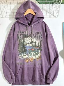 90s National Parks Unisex Sweatshirt Granola Girl Shirt Respect    Local Wildlife Pullover Hiking Camping Clothes Wanderlust Shirt - 紫色3 - 查看 1
