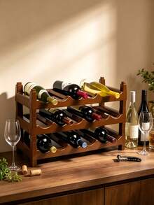 Three‑Tier Large‑Capacity Wine Rack, Capable Of Holding Multiple Bottles Of Red Wine Horizontally, Stable And Space‑Saving. Suitable For Home Living Rooms And Bar Counters. Dust‑Proof To Protect Wine, Easy To Access. - Random Color - View 2
