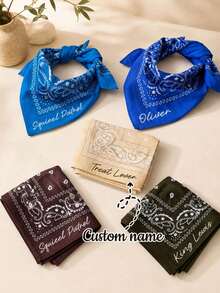 Bandana Bordir yang Dipersonalisasi, Sapu Tangan Denim Western Kustom untuk Wanita, Syal Motif Paisley, Bandana Pesta Lajang, Bandana Kucing & Anjing - MultiWarna - View 14