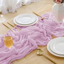 1pc Cheesecloth Table Runner, Semi-Transparent Gauze Tablecloth, Bohemian Or Rustic Style Wedding Table Decor, Suitable For Wedding Decoration, Arch Drapery, Bridal Shower, Holiday Party Decor - Multicolor - View 63