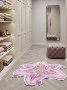 1 Peça Tapete de Veludo Lírio Roxo, Tapete Macio e Felpudo, Decoração para Casa, Decoração de Quarto, Decoração de Outono, Decoração de Casa de Outono, Suprimentos para Casa, Tapete de Porta, Tapete de Sala de Estar, Tapete de Cozinha, Decoração de Cozinha, Decoração de Quarto, Decoração de Banheiro, Tapete de Banheiro, Fácil de Limpar - Multicolorido - Visão 5