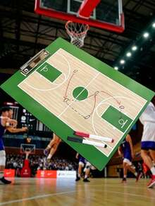 1pc Double-Sided Basketball Tactical Board, Portable Court Demonstration Board, Erasable For Training - Multicolor - View 2